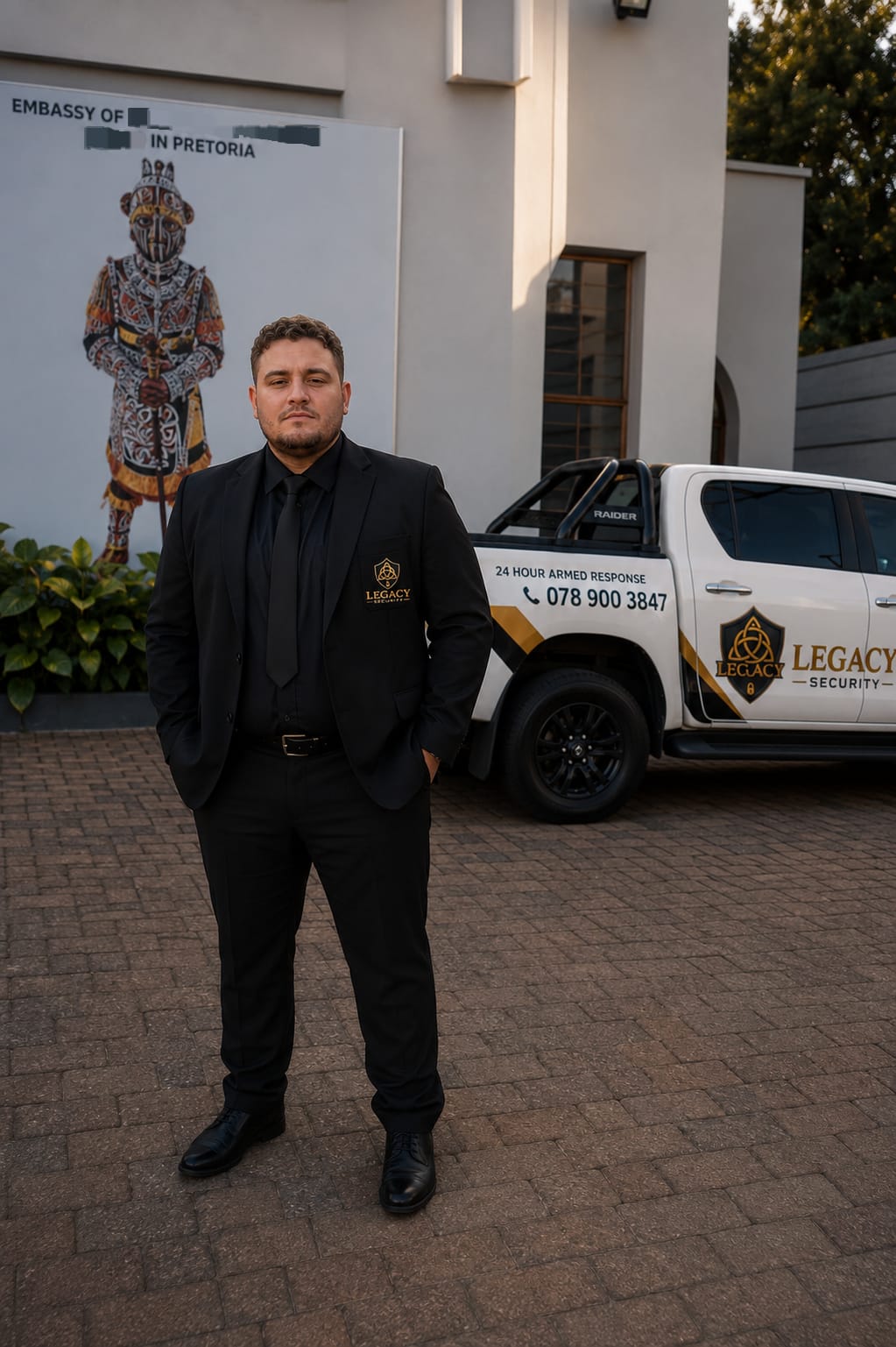 Legacy Security director outside an embassy in Pretoria